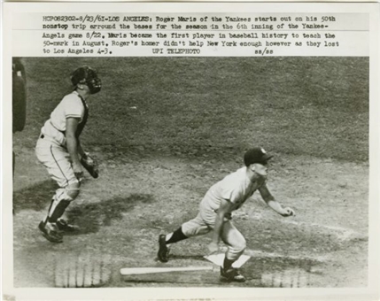 Tremendous Roger Maris “Babe Ruth HR Chase” Actual HR Vintage Wire Photo Collection of (7) 
